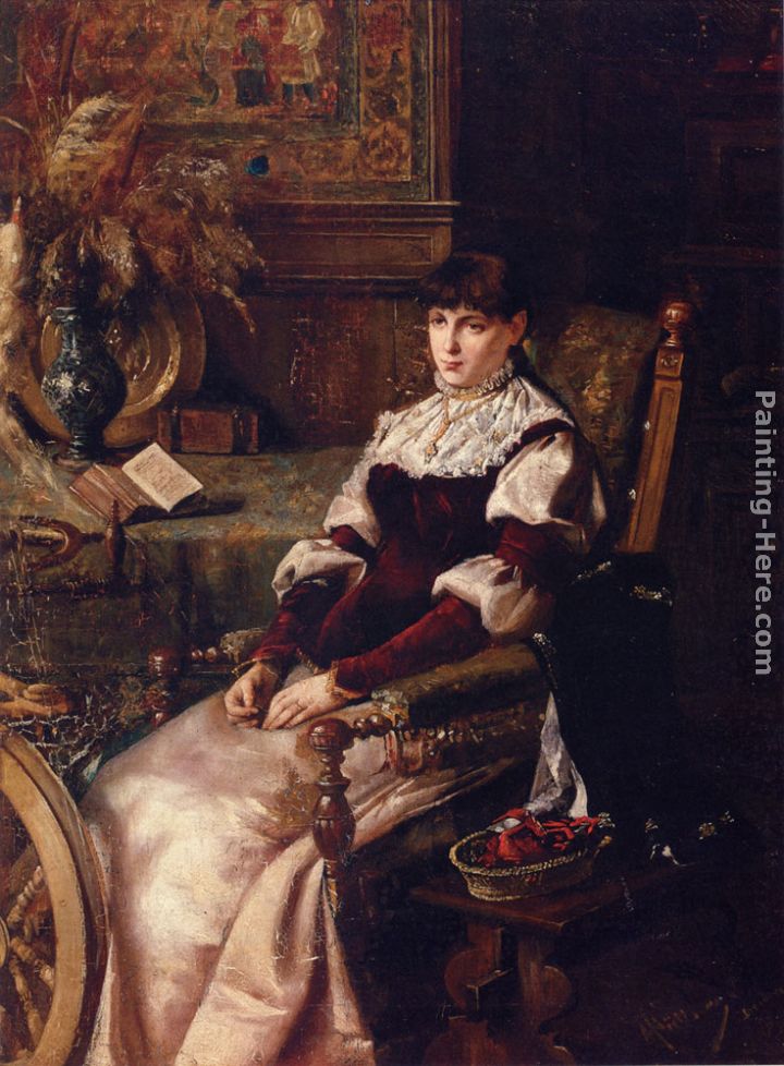 Lady With Spinning Wheel painting - Mihaly Munkacsy Lady With Spinning Wheel art painting